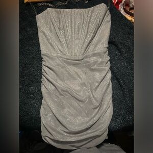 Silver shimmer mini dress